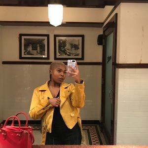 ZARA MUSTARD SUEDE MOTO JACKET
